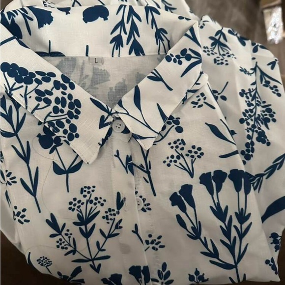 Boho Floral Print Button Down Up Shirt Top Blouse Pink - Picture 5 of 6